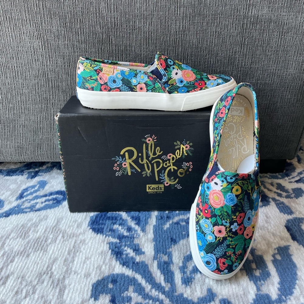 NWT Keds x Rifle Paper Co. Double Decker Shoes In Garden Multi Size 7.5